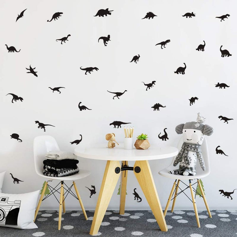 TOARTi Black Dinosaur Wall Decal Minimalist Animals Vinyl Dinosaur Wall Sticker for Baby Boy Room Decoration (35pcs) - Image 2